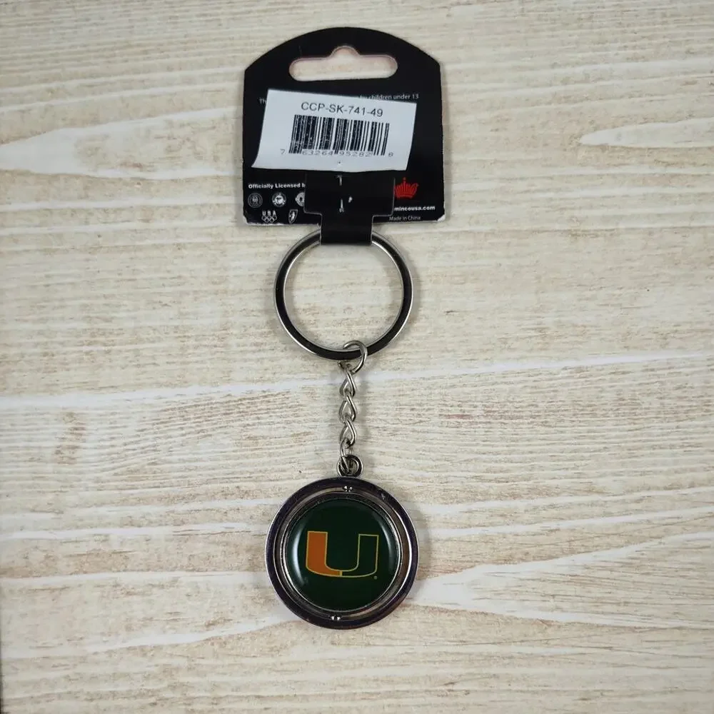 University of Miami Hurricanes Aminco Spinning Key Ring Keychain NCAA Gift